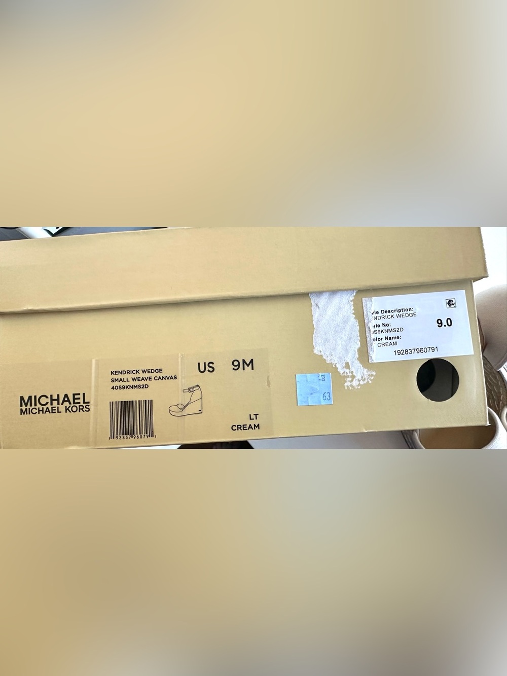 NWT Michael Kors Kendrick Canvas Espadrille Wedge Sandals 9M Light Cream w/ Box - Picture 7 of 9